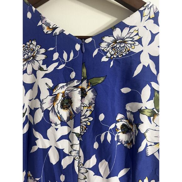 Chris McLaughlin Sleeveless Blue Floral Print V Neck Size 16 Blue Colorful - Picture 6 of 8